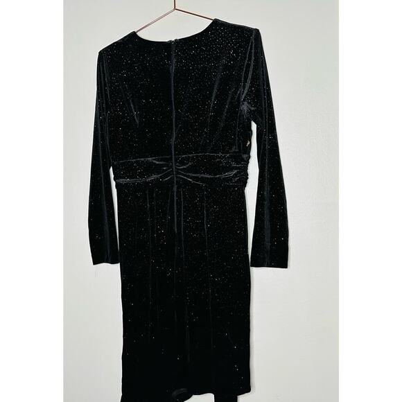 NISSA Black Velvet Crystal Embellished Sparkle Waist Strap Mini Dress Size US 10 - Picture 5 of 16